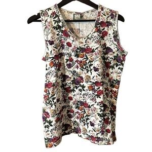 Vintage Lady Footlocker Floral Lace Trim Sleeveless Tank Top Multicolor Sz Small